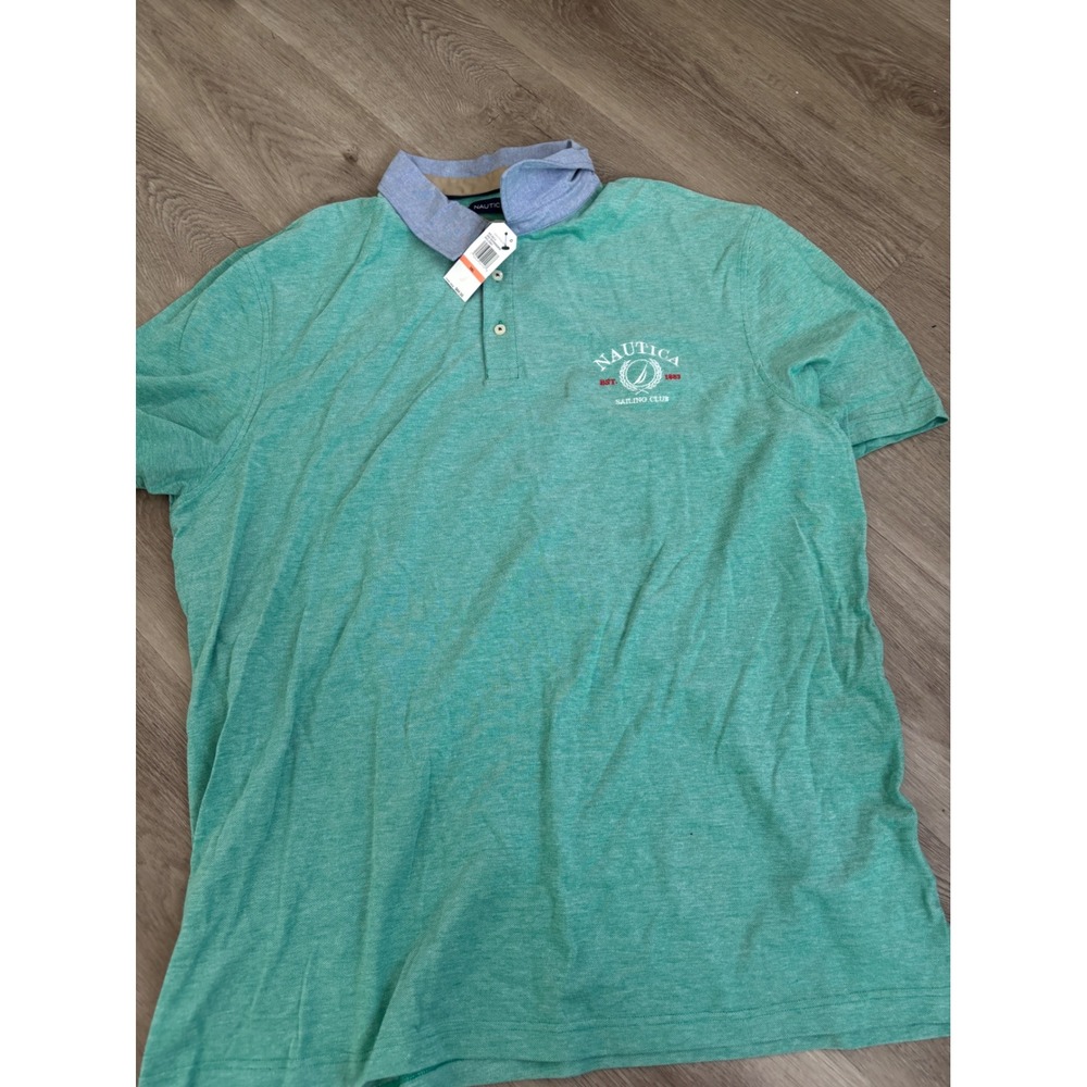Nautica Mens 3XL Polo Shirt Pepper Green Sailing Club Embroidered KR3814 NWT